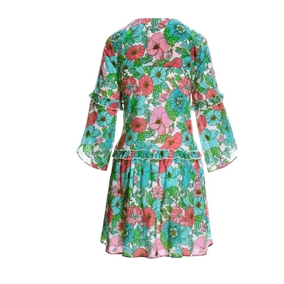 Boston Proper Bouquet Of Summer Embellished Peasant Dress feminine romantic S - Picture 4 of 13